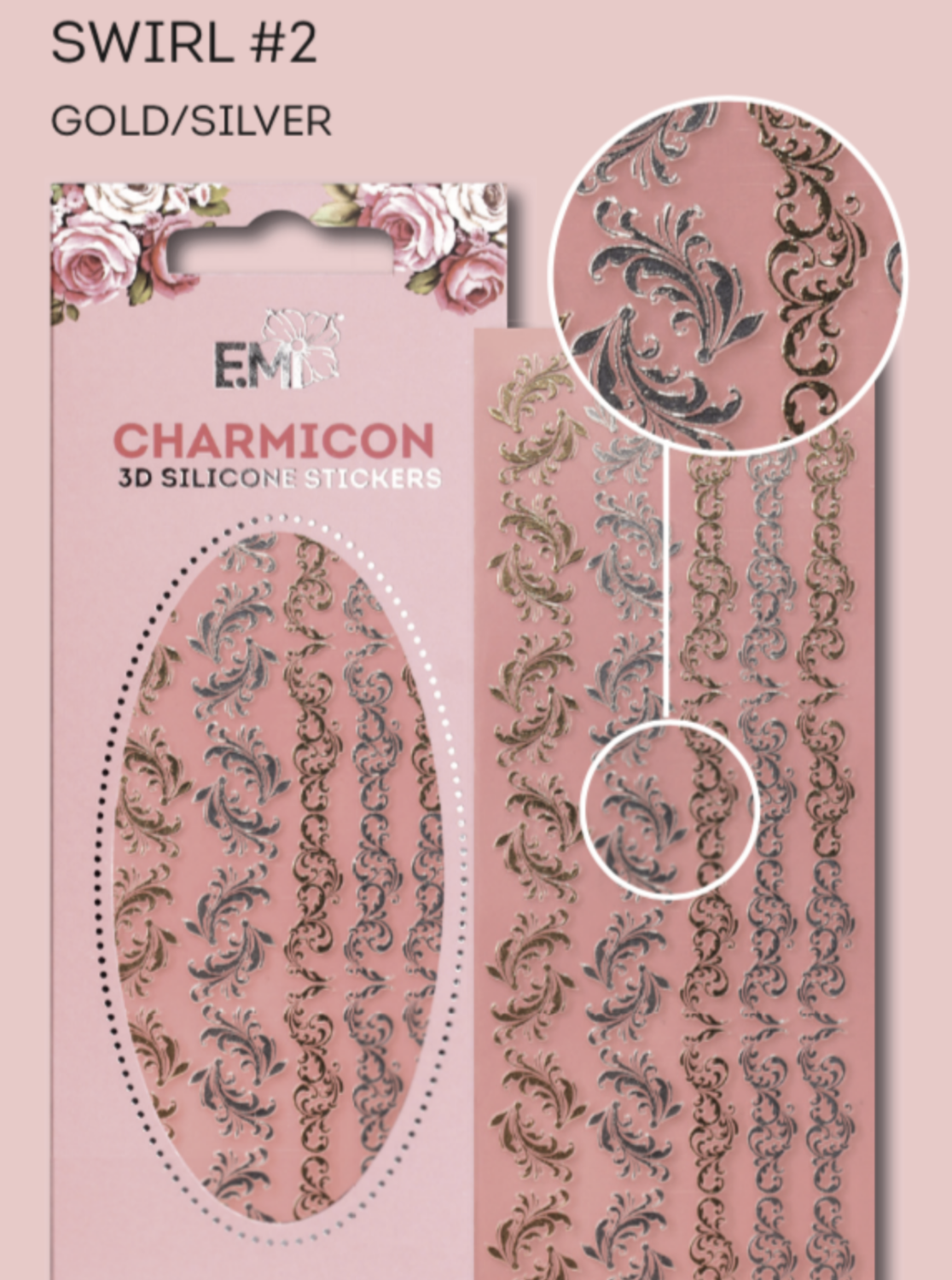 Charmicon Silicone Stickers Swirl #2 Gold/Silver