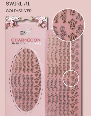 Charmicon Silicone Stickers Swirl #1 Gold/Silver