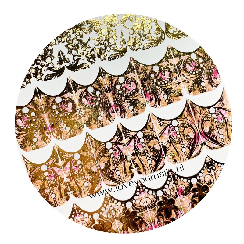 Naildress Slider Design for Gemty Gel Gold Cloth