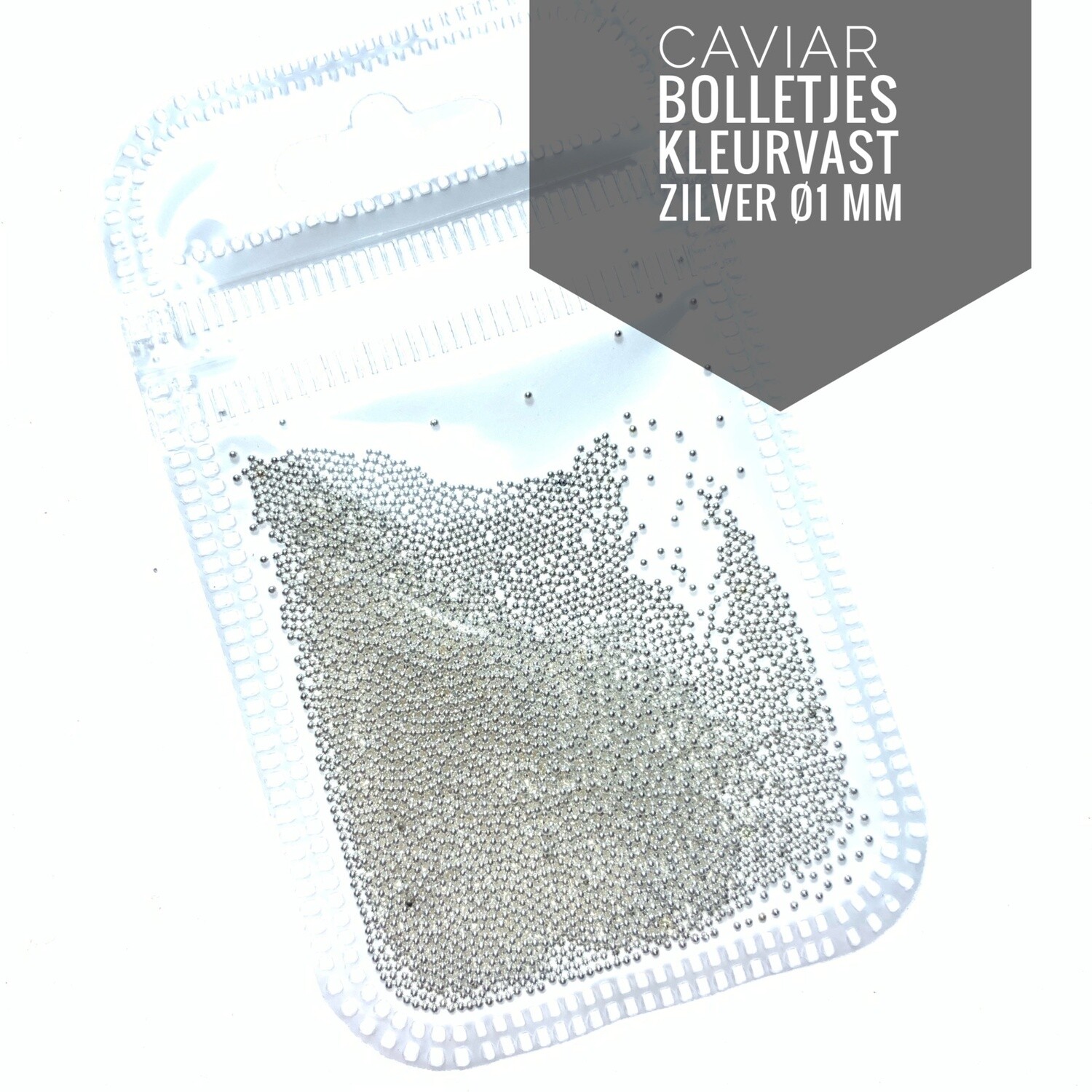 Silver Caviar metal beads 1 mm