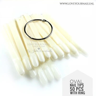 Tips ovaal met ring (color pops) naturel of clear - 50st.
