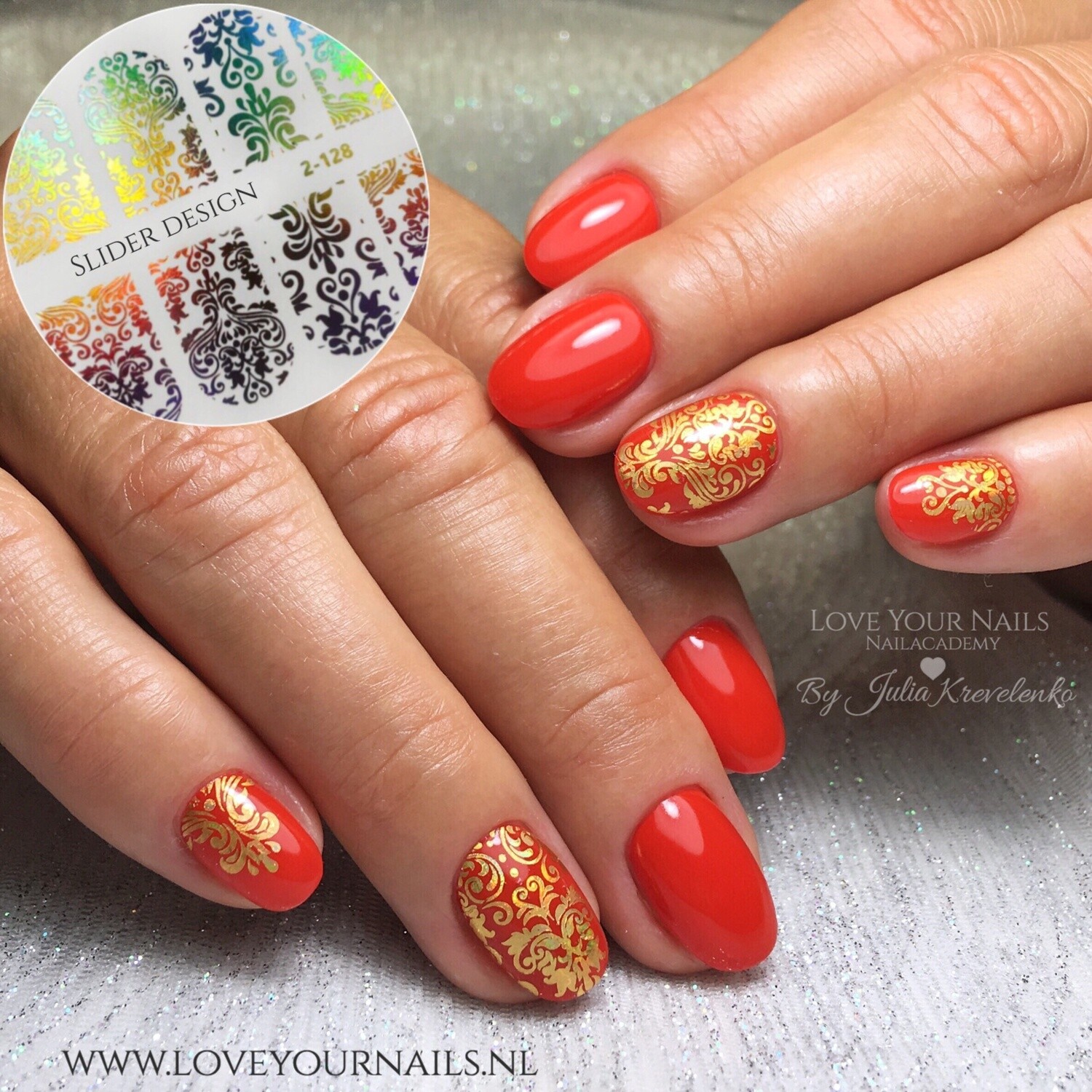 Ornament with curls 2-128, Foil color: Gold