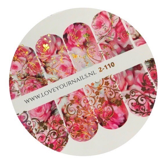 Roses and curls 2-110, Foil color: Gold Holographic