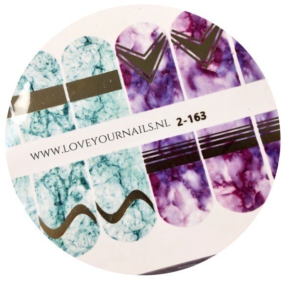 Marble turquoise and violet 2-163, Foil color: Gold