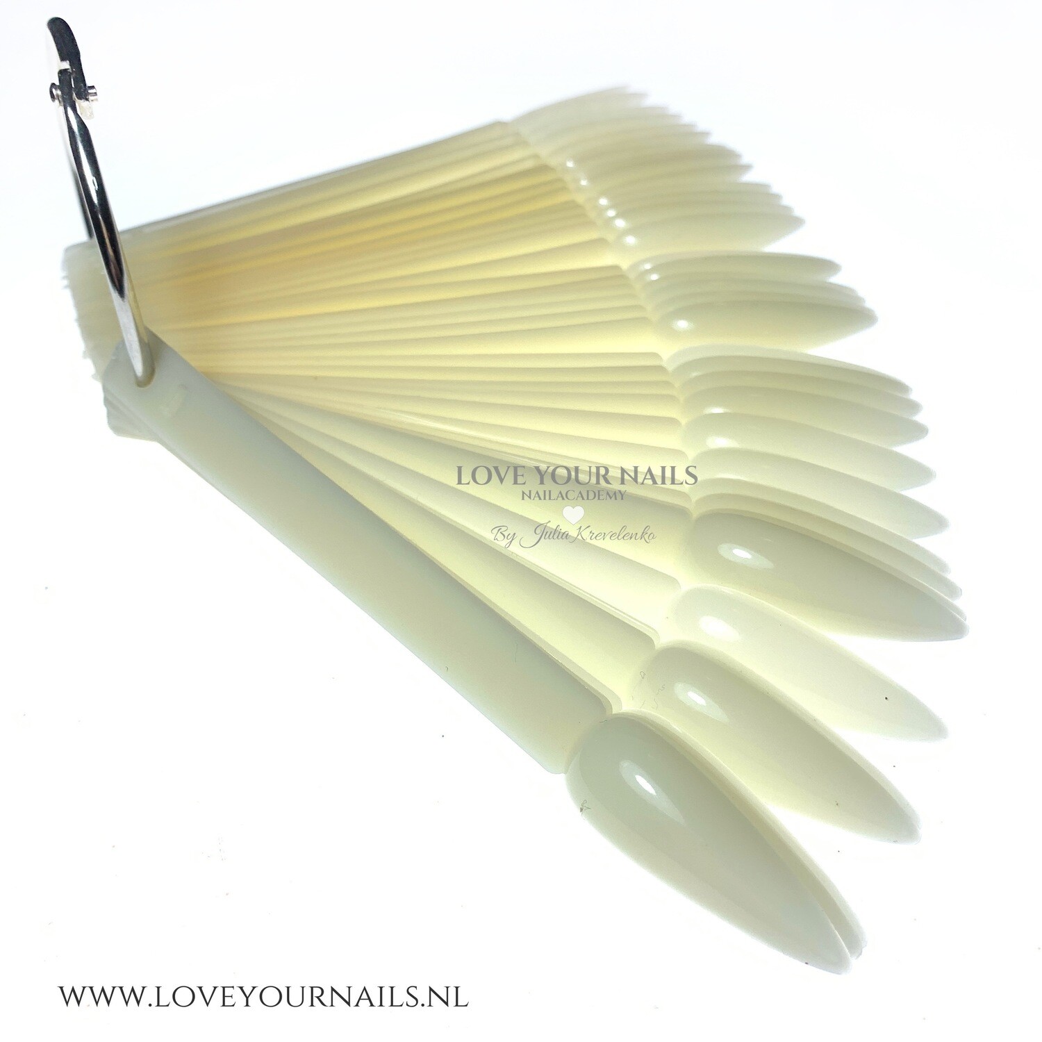 Natural Stiletto Nail Display Tips Sticks with Ring. 50 pcs