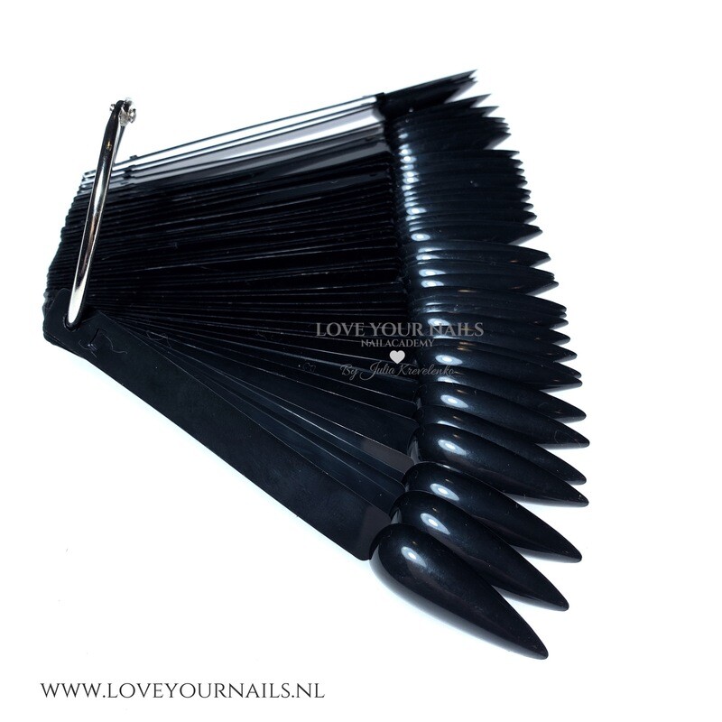 Black Stiletto Nail Display Tips Sticks with Ring. 50 pcs