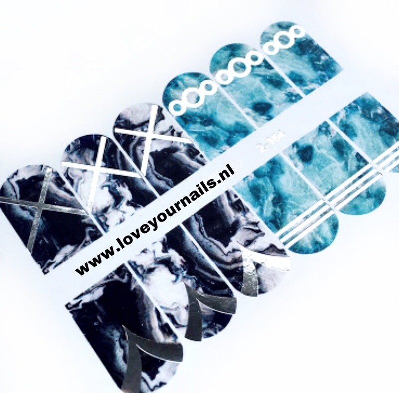 Marble blue and turquoise with foil 2-164