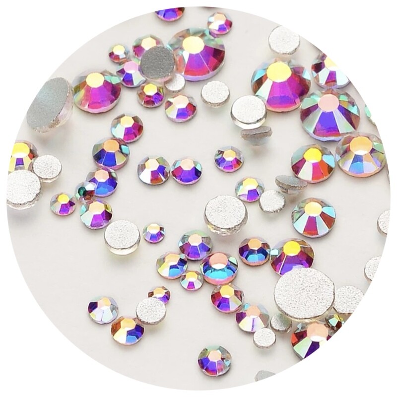 Crystal Stones Clear AB, 250st., ss3-ss20 in een zakje