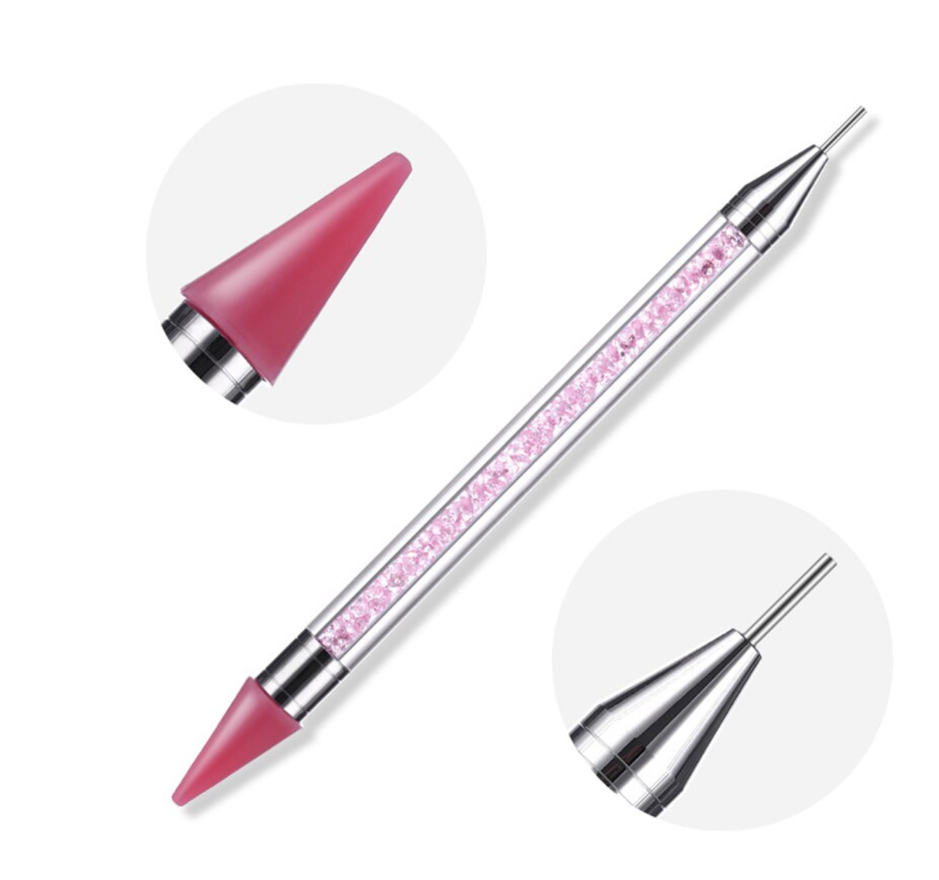 Wax Pen Rhinestones Gem Picker with Crystals with two extra wax ends - 1 pc - pink