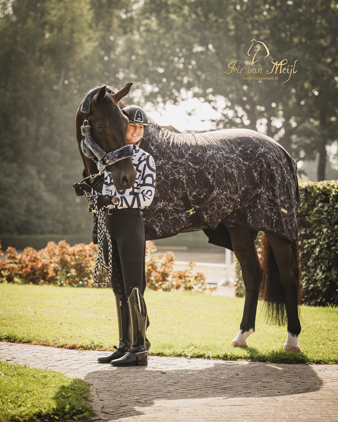 Mrs Ros Fleece deken - Marmer Black