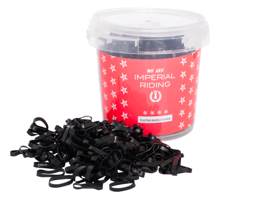 Imperial Riding - invlecht elastiekjes grote box, Kleuren: Black