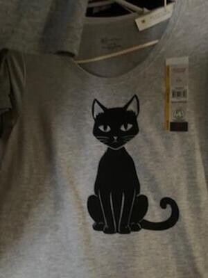 Cat or Dog embossed design gray Tshirt