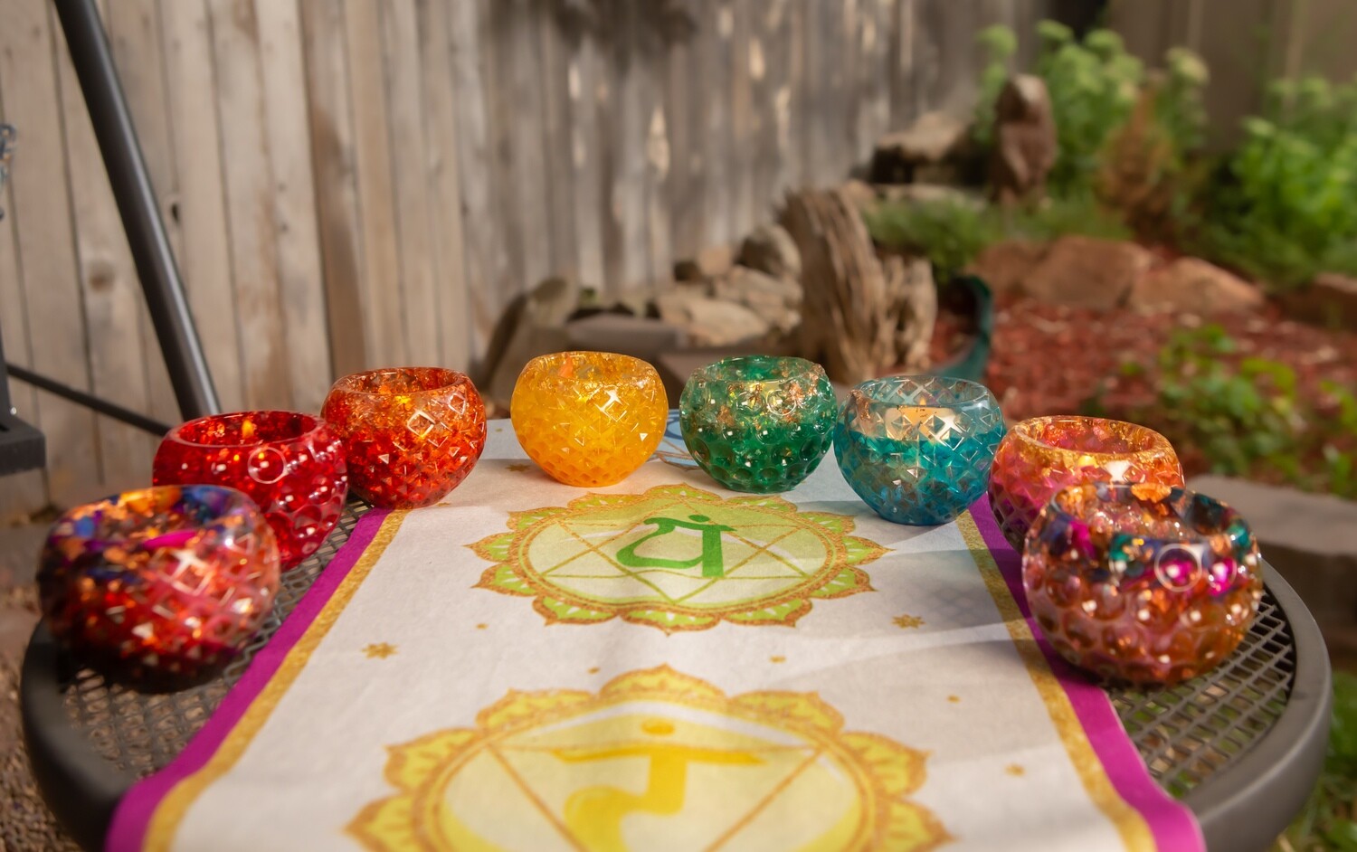 Reiki charged Chakra Candle Holders (set of 7)