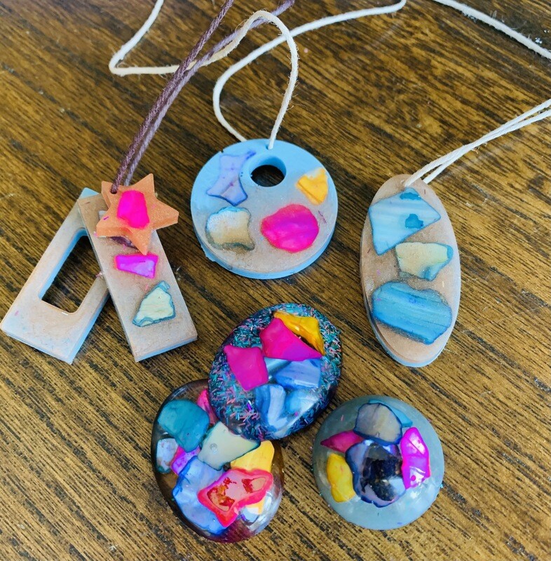 Ocean Themed orgonite Necklace / Pocket Luck Stone set