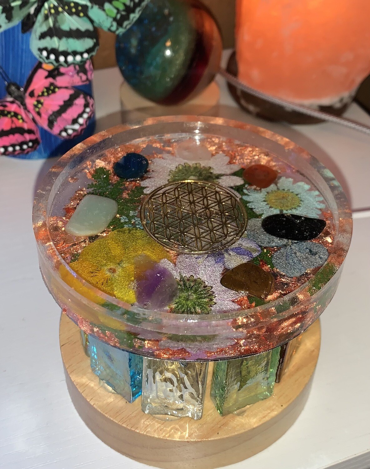 Reiki Charged Orgonite Chakra Lamp