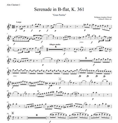Mozart: Serenade in B-flat, K.361 (alto clarinet 1)