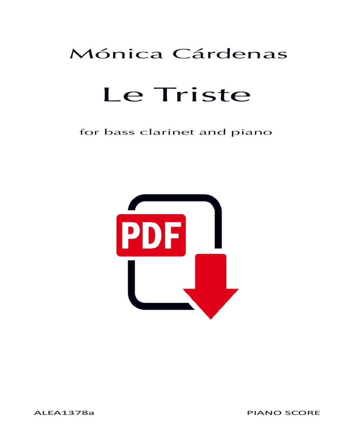 Cardenas: Le Triste for bass clarinet and piano (PDF)