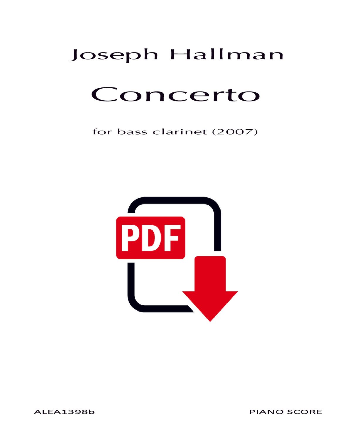 Hallman: Concerto for bass clarinet (PDF-piano reduction)