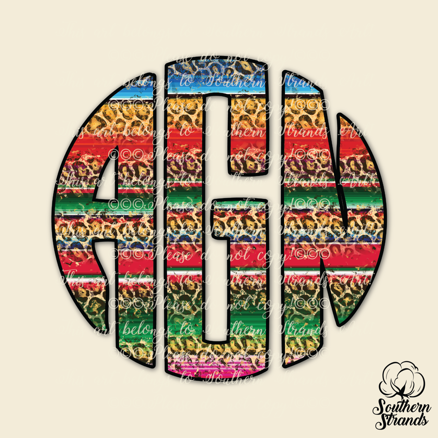 Serape Leopard Circle Alpha