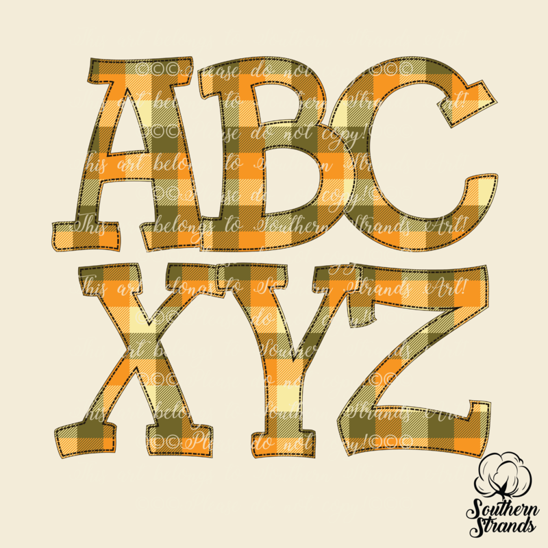 Orange and Green Applique Alpha