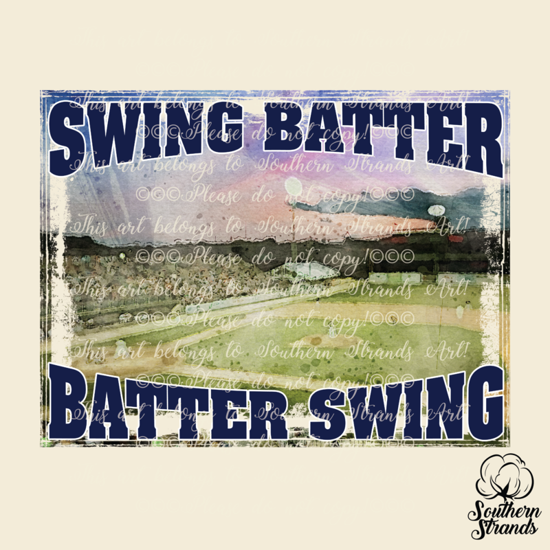 Swing Batter Batter Swing Watercolor Baseball Field