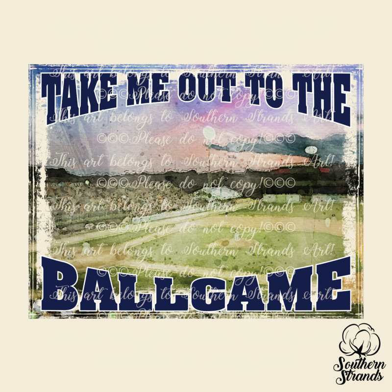 Take Me Out To The Ballgame | Watercolor Baseball Field