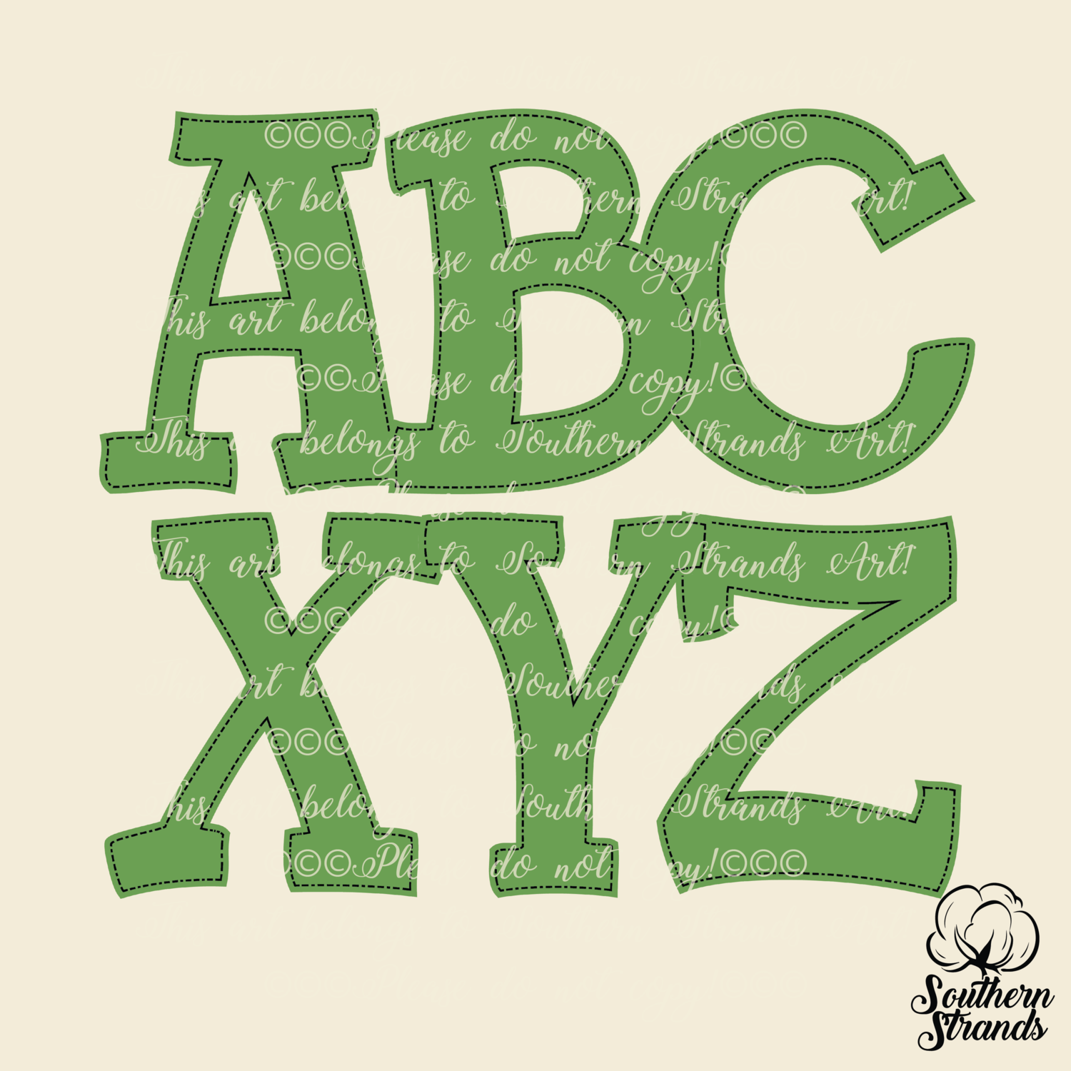Hand Written Green Alpha