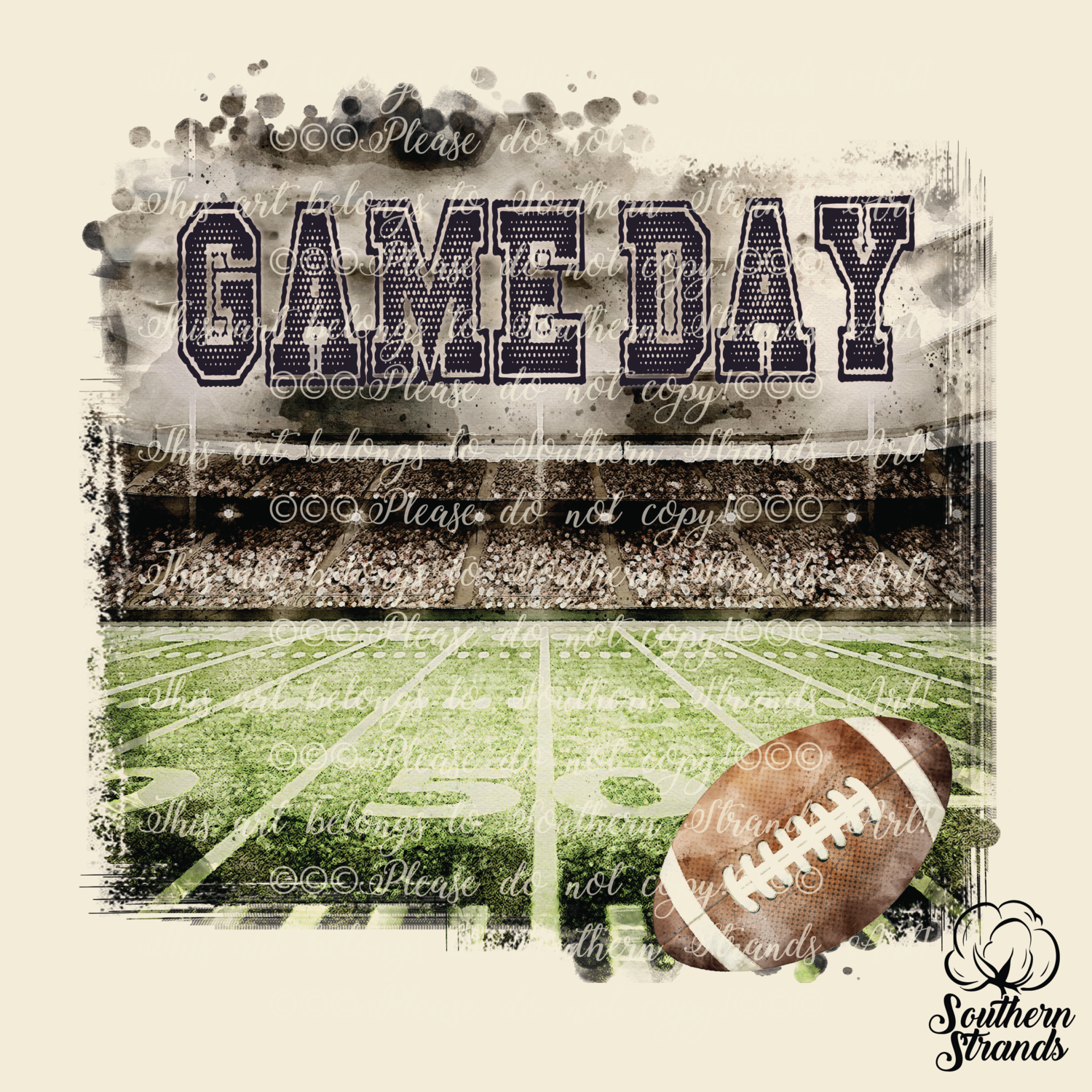 Game Day Watercolor Football Field