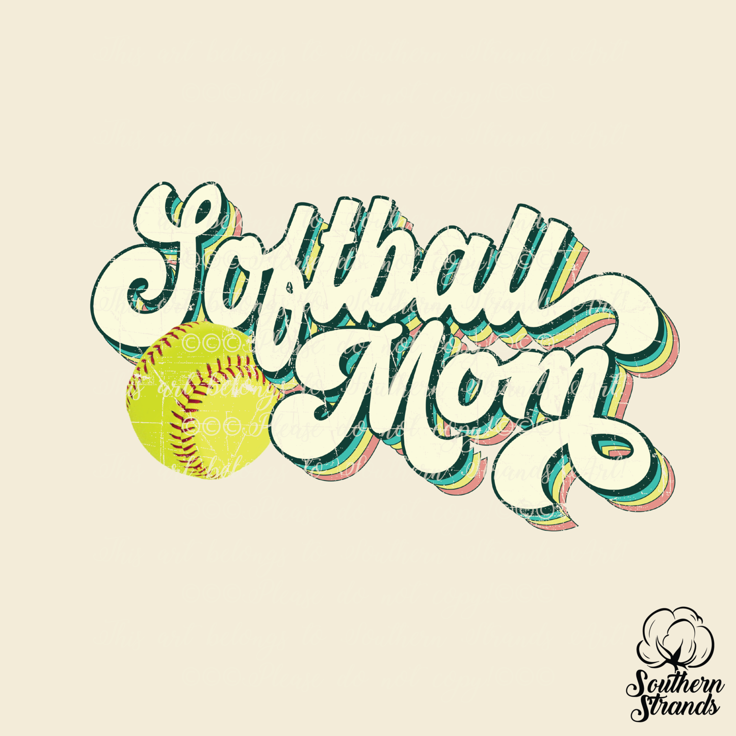 Retro Sports Mom - Softball - Retro Colors