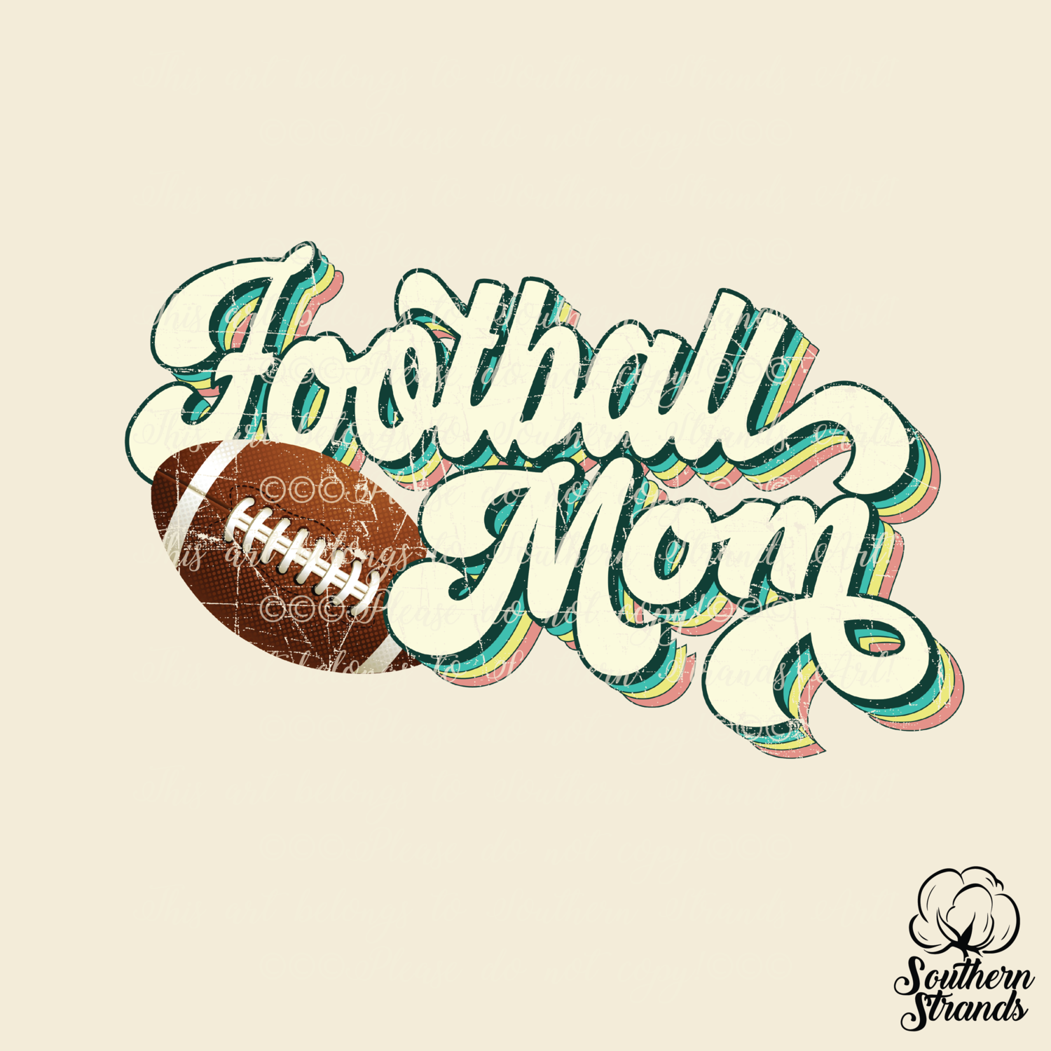 Retro Sports Mom - Football - Retro Colors