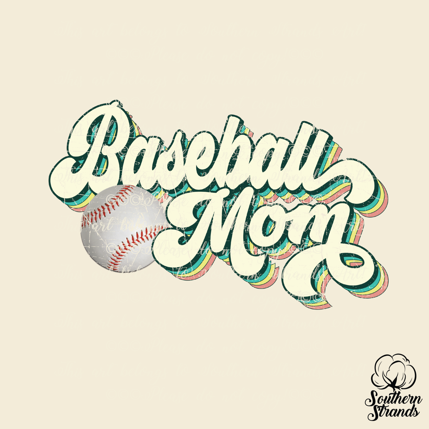 Retro Sports Mom - Baseball - Retro Colors