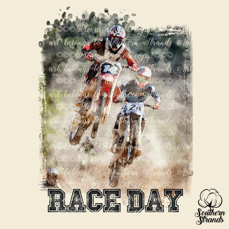 Watercolor Race Day - Dirt Bikes