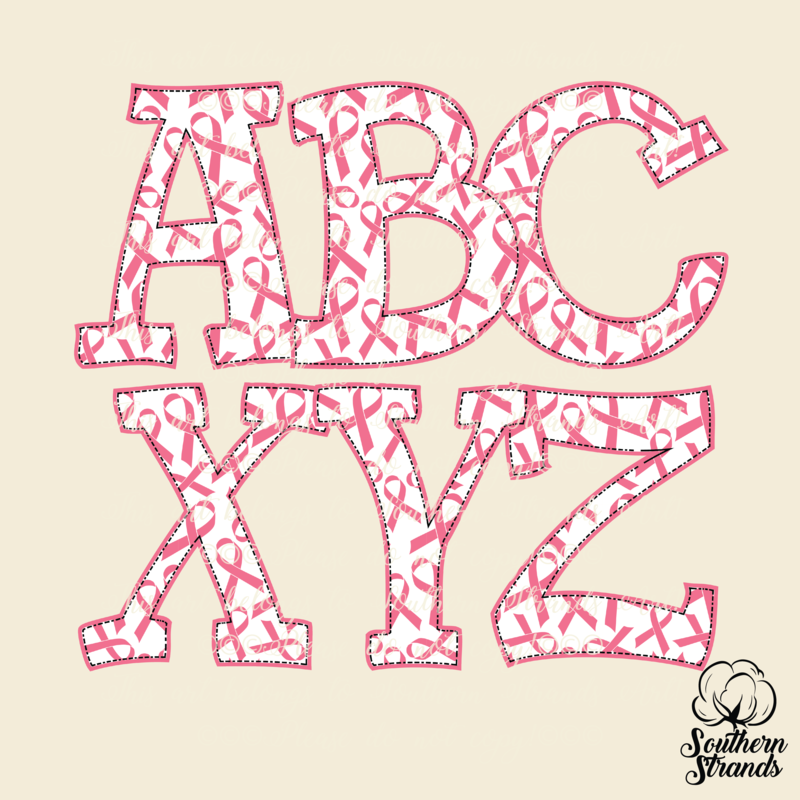 Hand Written Pink Awareness Ribbon Alpha