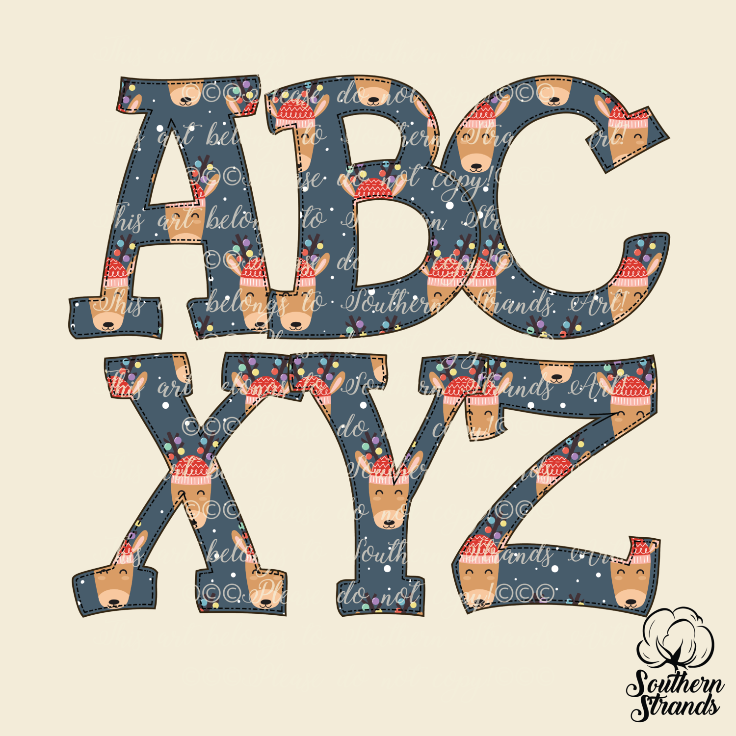 Hand Written Christmas Deer Alpha