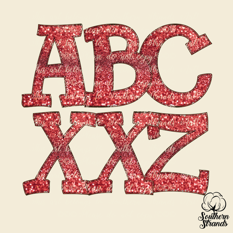 Hand Written Red Glitter Alpha