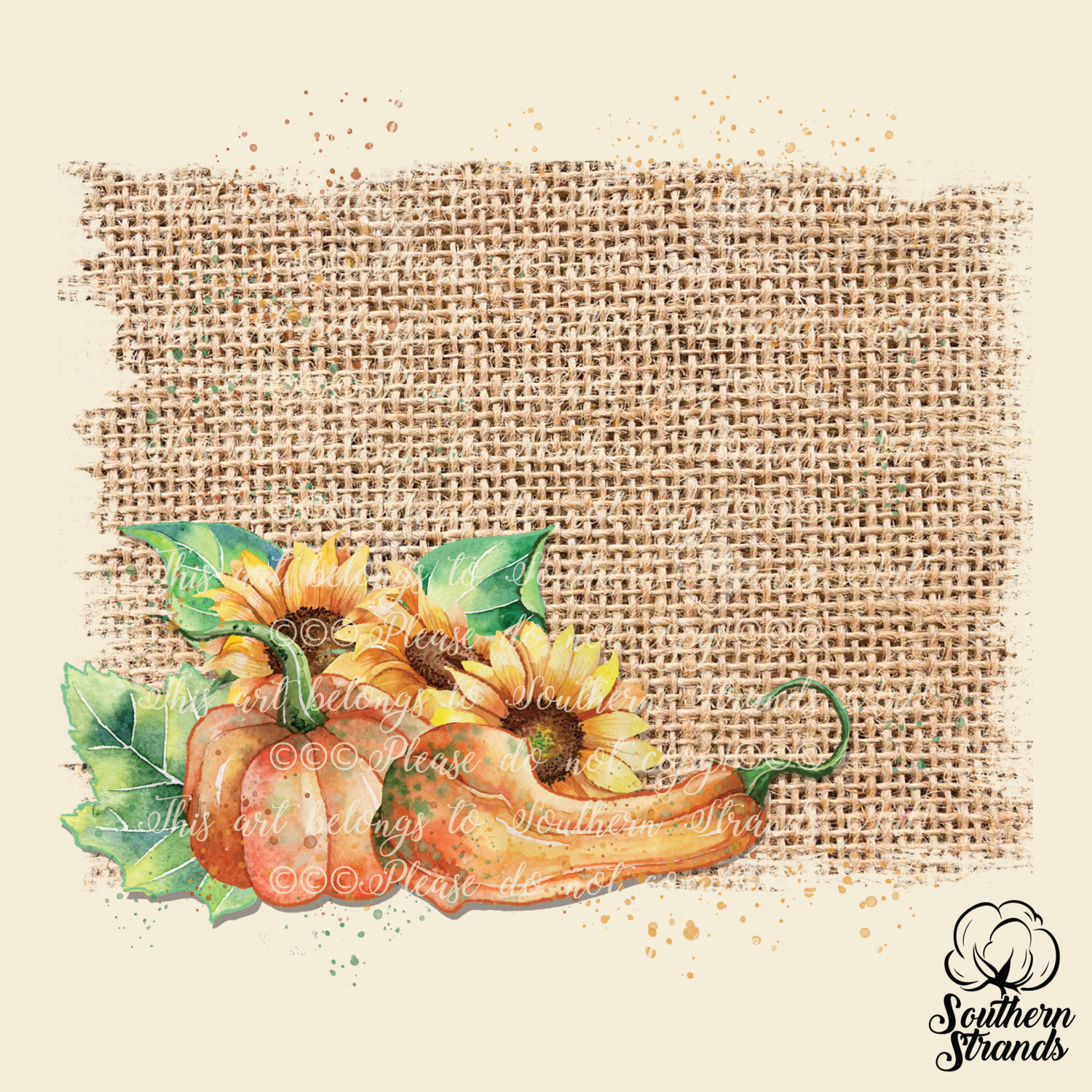 Burlap and Pumpkins Watercolor