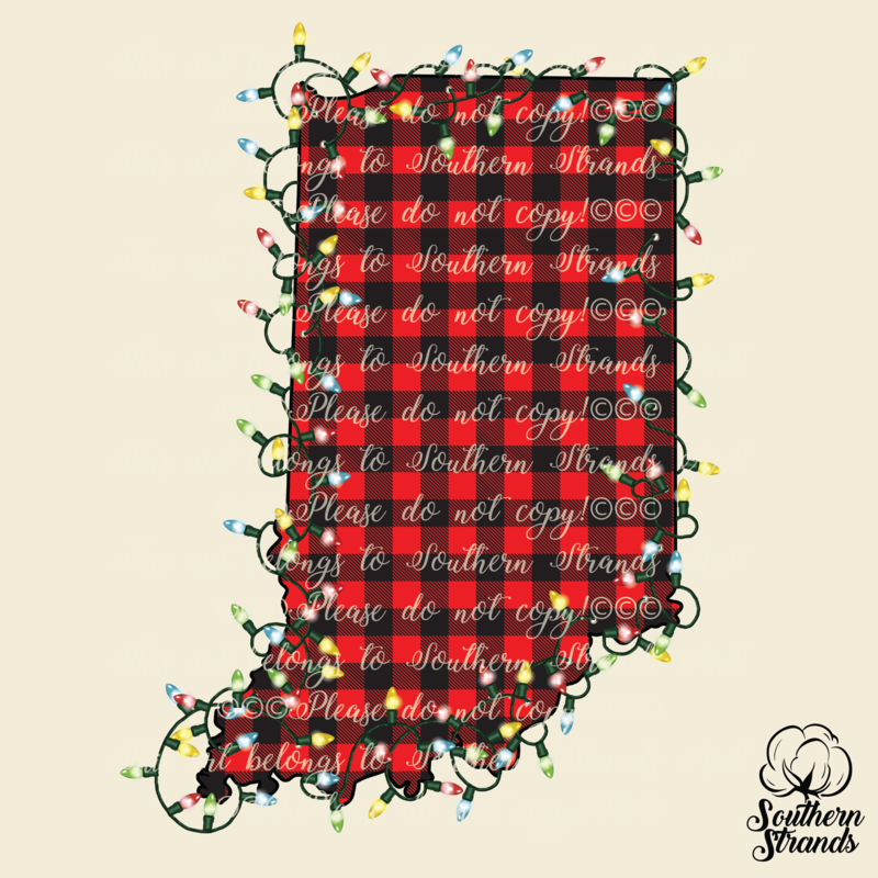 Indiana in Lights Buffalo Plaid