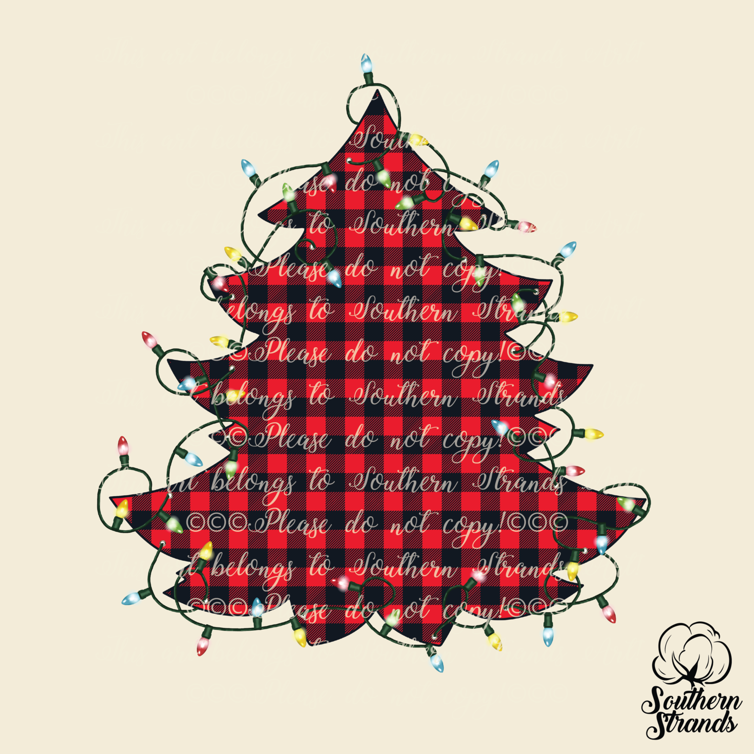 &quot;Christmas Tree in Lights&quot; Buffalo Plaid