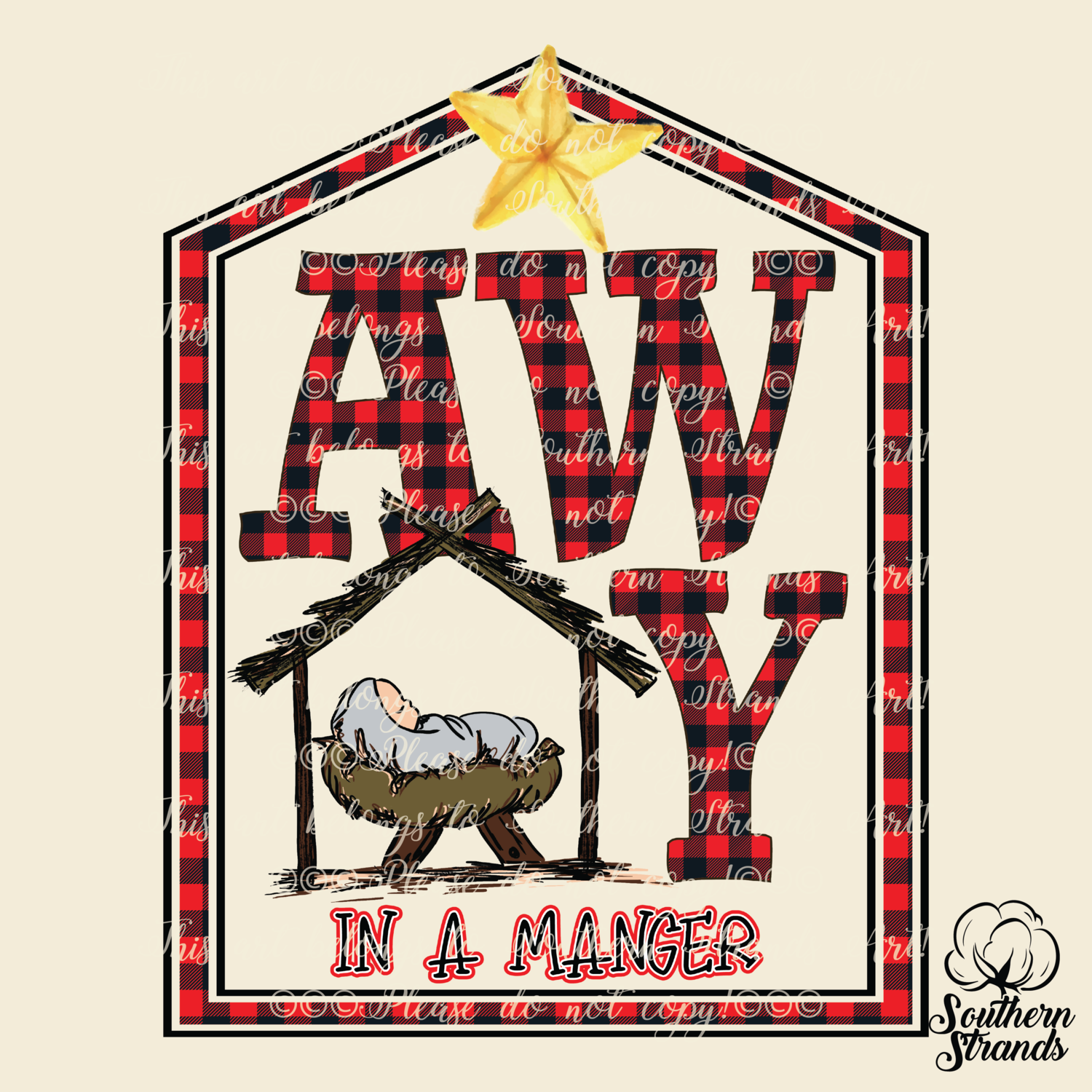 Away in a Manger Buffalo Plaid