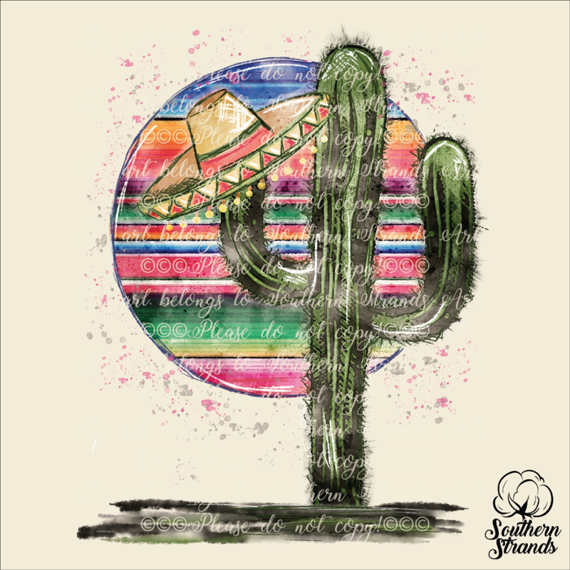Western Watercolor Serape Cactus