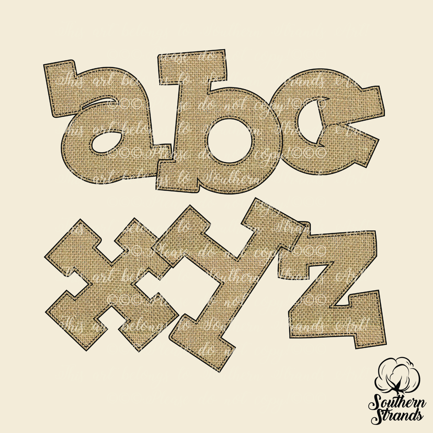 Natural Burlap Lowercase Alpha