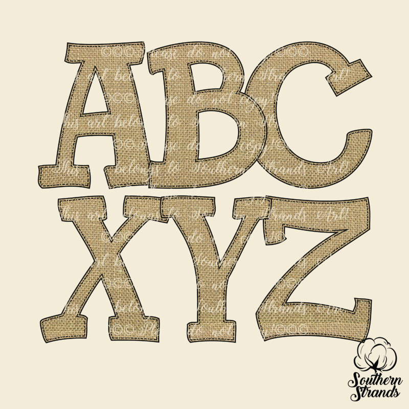 Natural Burlap Uppercase Alpha