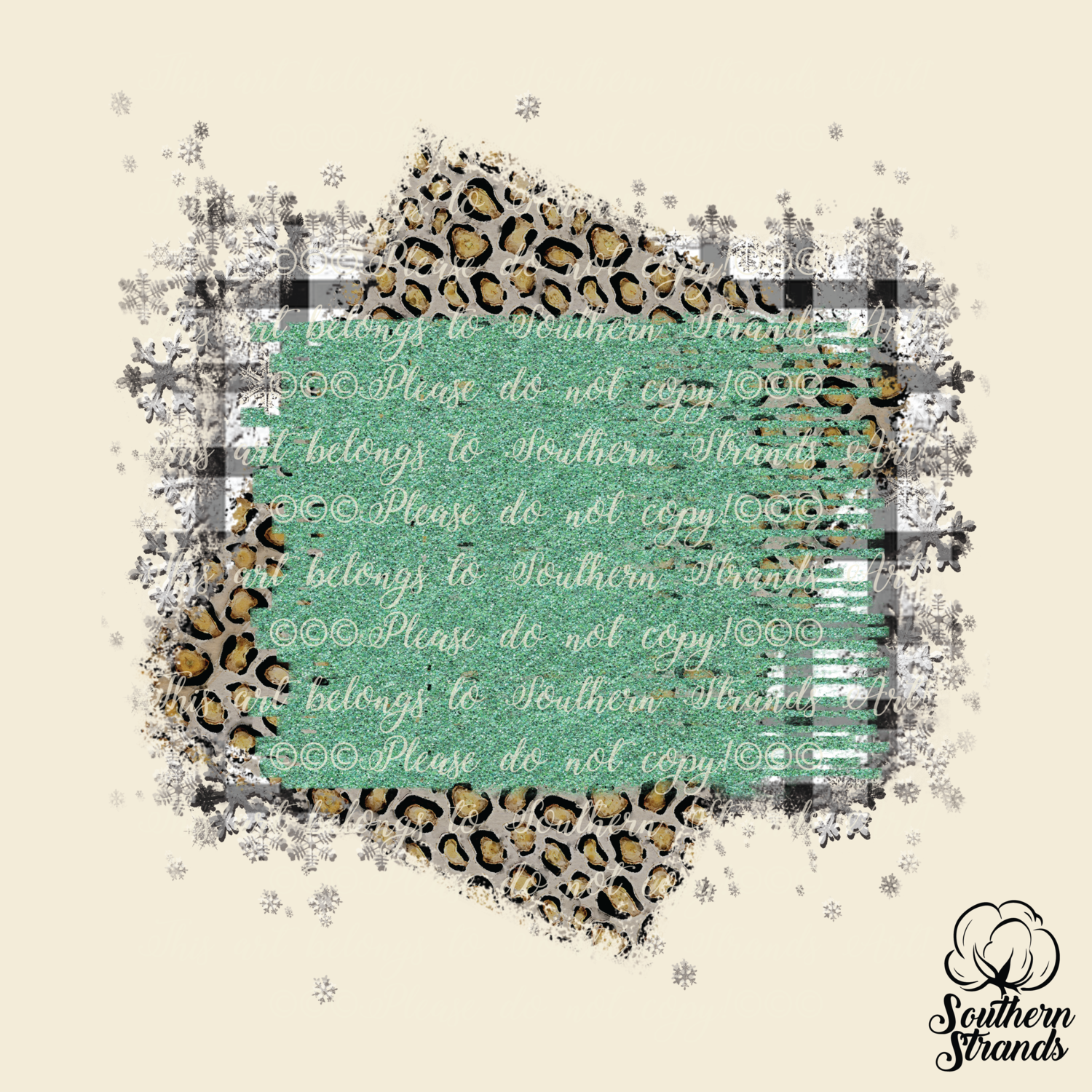 Leopard Glitter Plaid Background - green | Add Your Own Words
