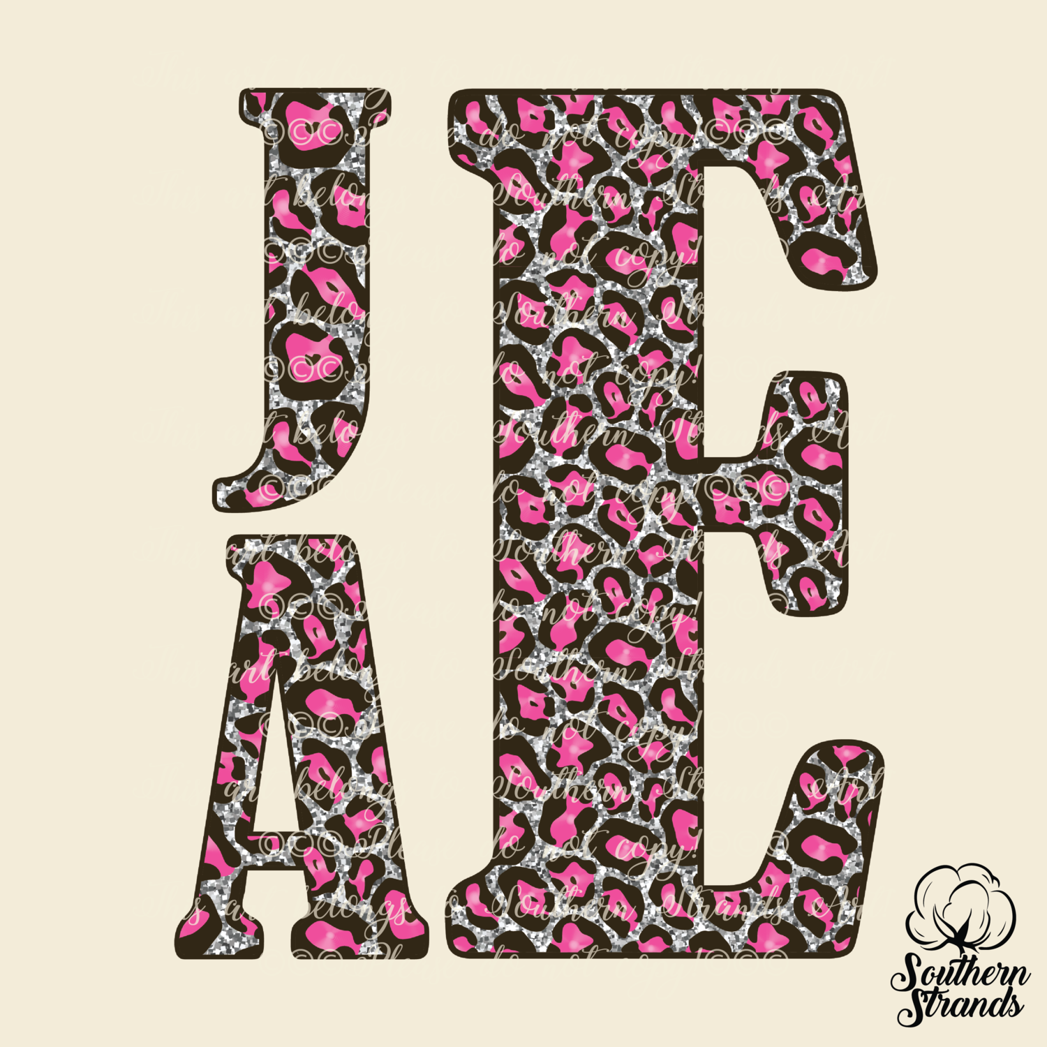 Pink on Silver Leopard Stacked Print Alpha