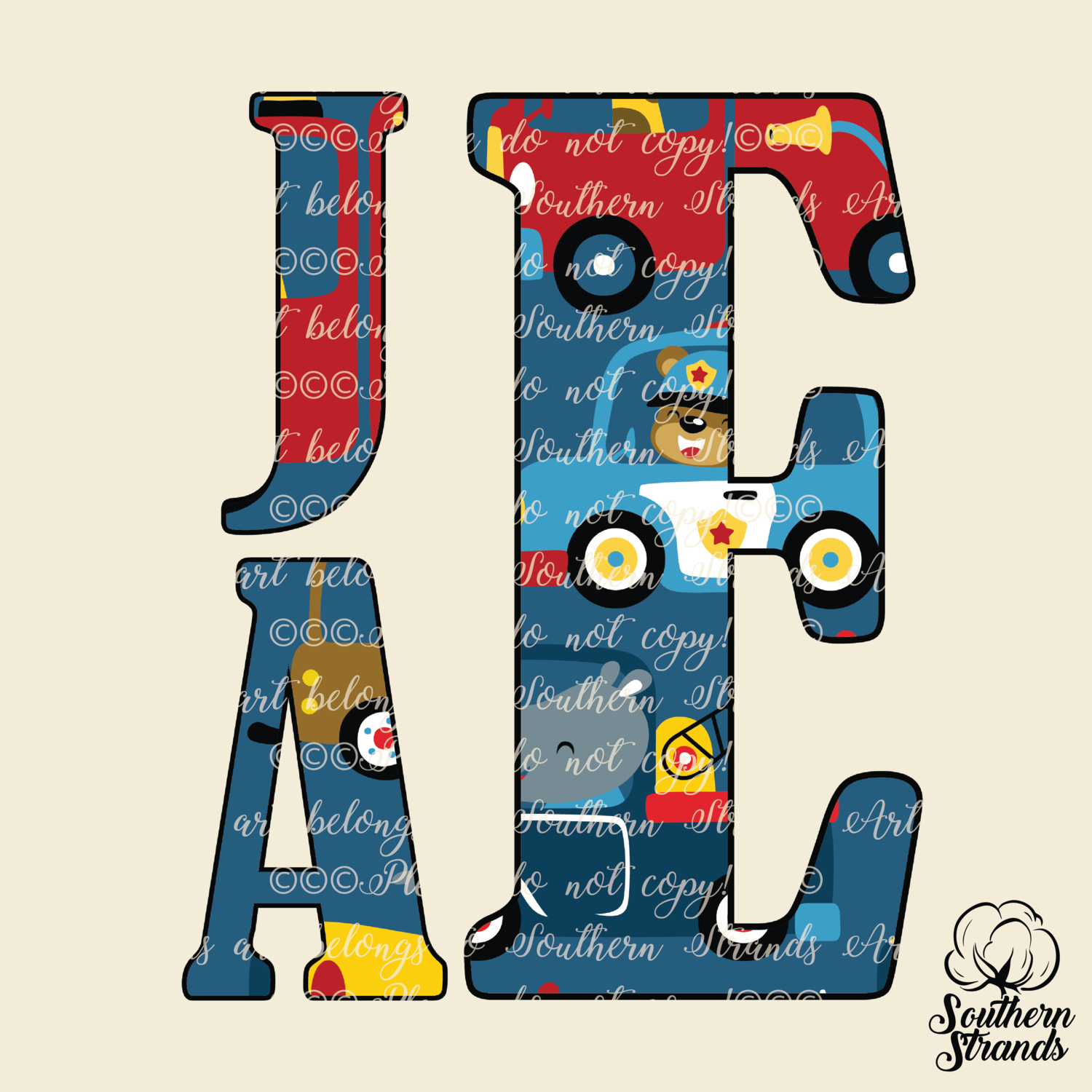Boys and Toys Stacked Print Alpha