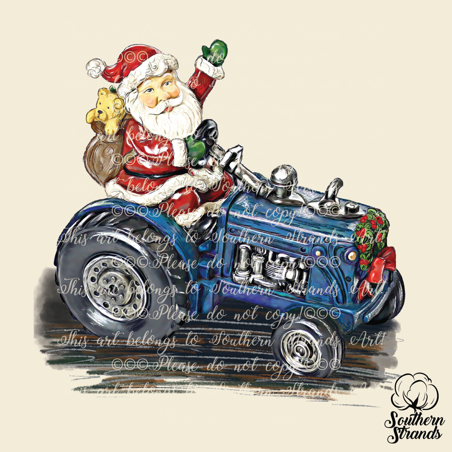 Santa Tractor - Blue