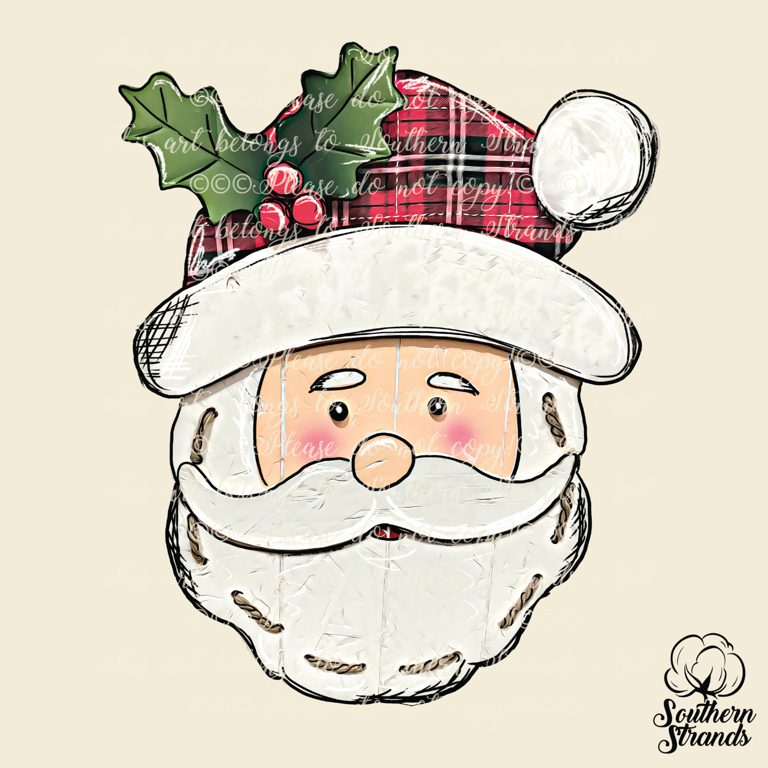 Painted Wooden Santa