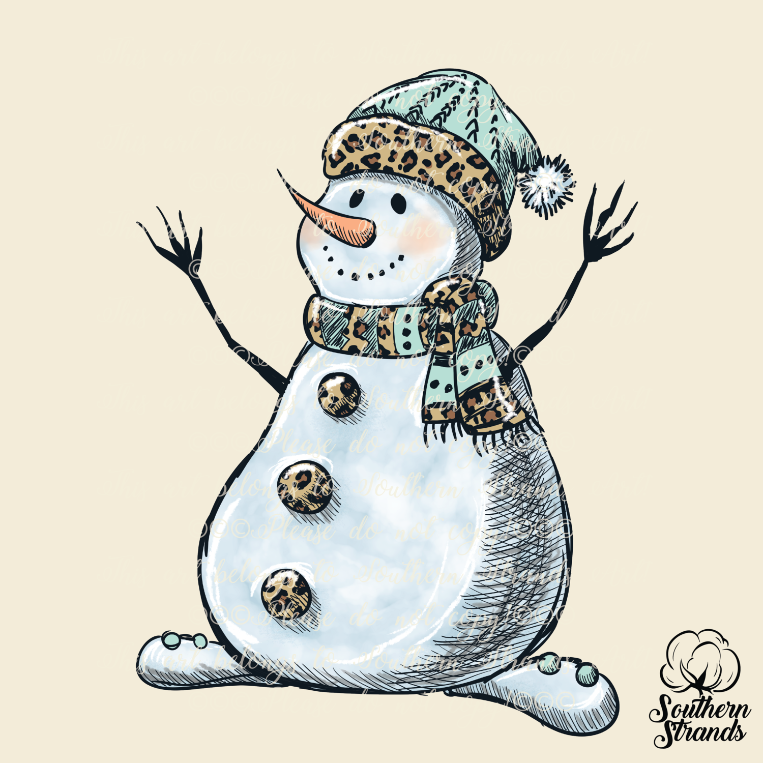 Leopard and Mint Snowman