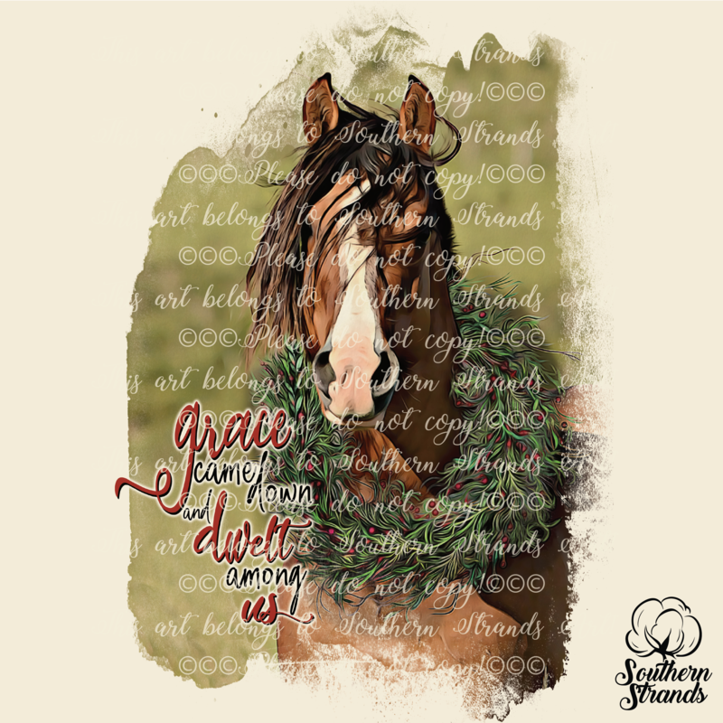 Watercolor Christmas Horse