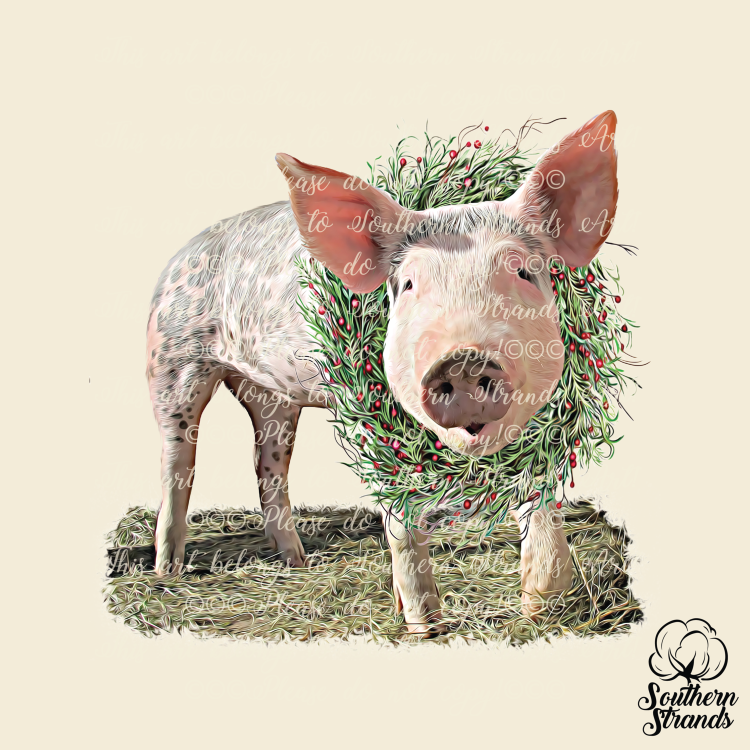 Painted Christmas Pig